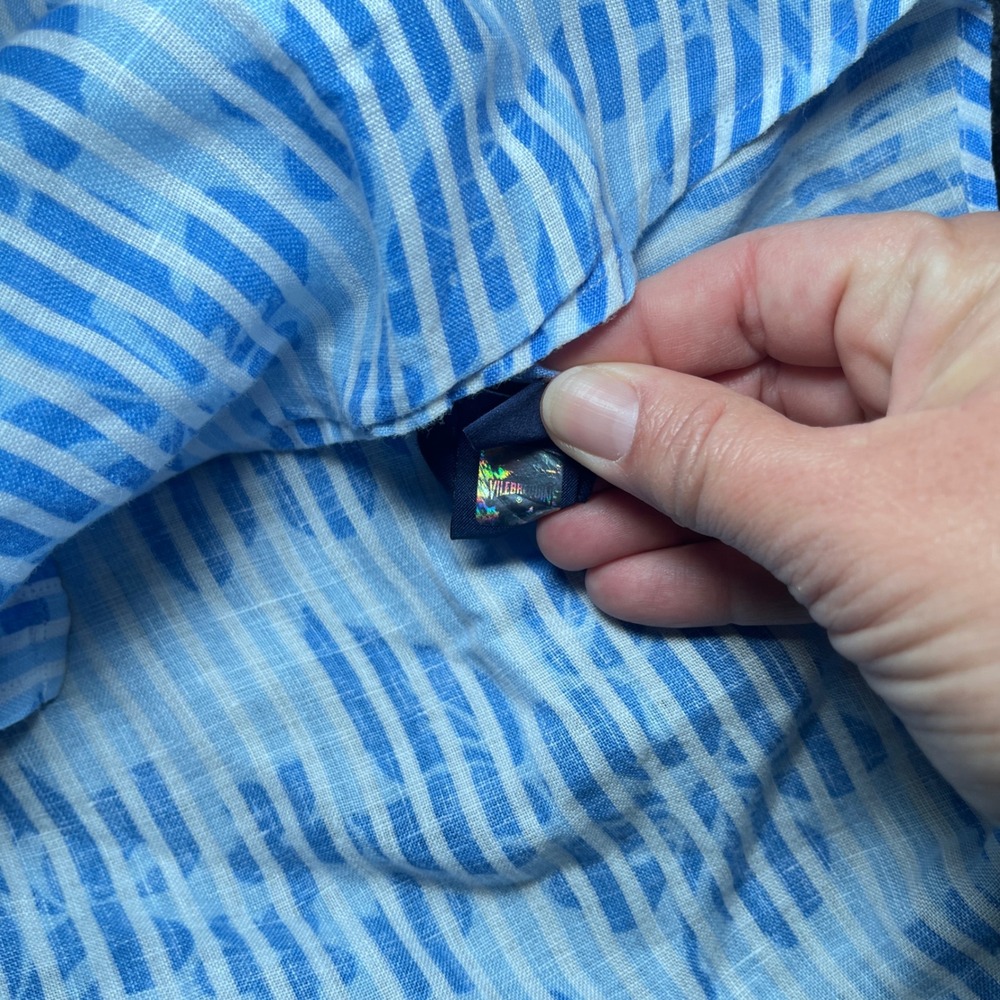 Vilebrequin Button Down Mens XL Blue Excellent Linen Striped Floral Long Sleeve - Picture 5 of 11